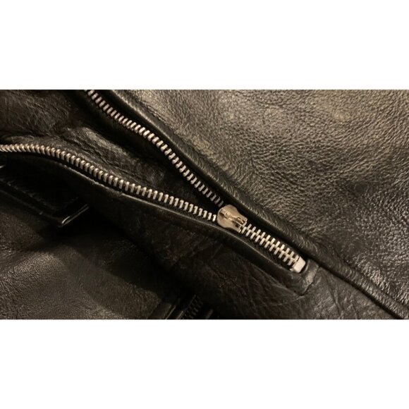 Eagle Leather Black Motorcycle Biker Jacket Coat Mens Size 56 Vintage Unisex - Picture 8 of 9